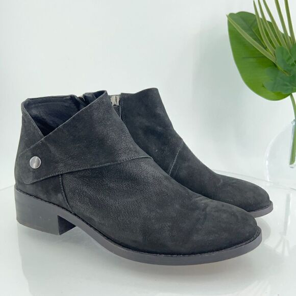 Eileen Fisher Women's Billie Boot Size 7.5 Black Tumbled Nubuck Bootie Ankle - Picture 1 of 14